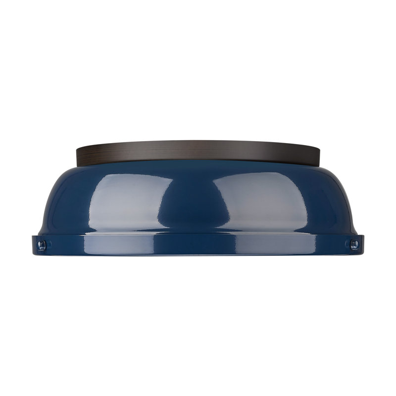 Plafonnier encastré 14 po Hulali, Bleu marine mat, Bronze huilé