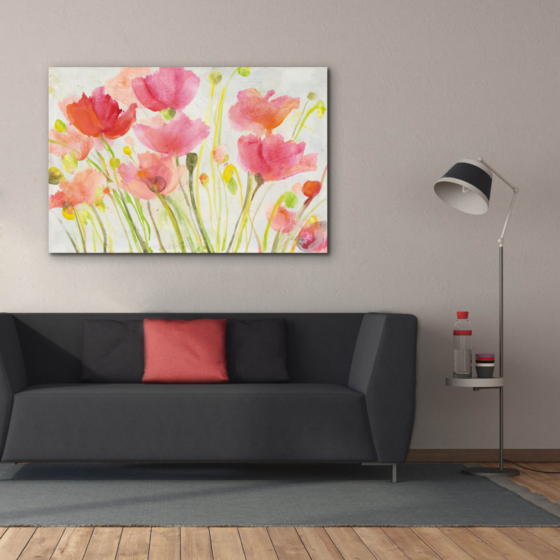 Toile épique Graffiti «Fluorescent Poppies» par Albena Hristova, 60 po x 40 po