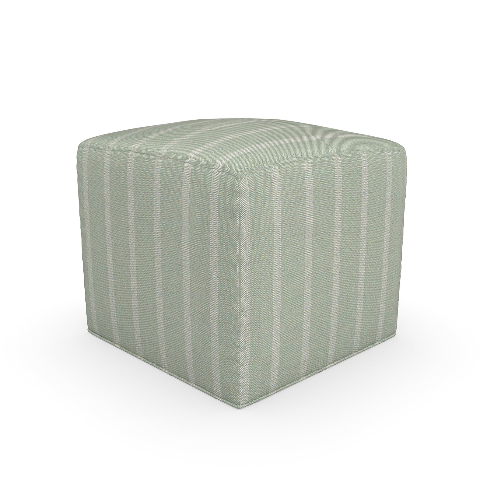 Praia Sunbrella® Outdoor Ottoman, 18" H x 18" W x 18" D, Unwind Rainwashed Striped Sunbrella®