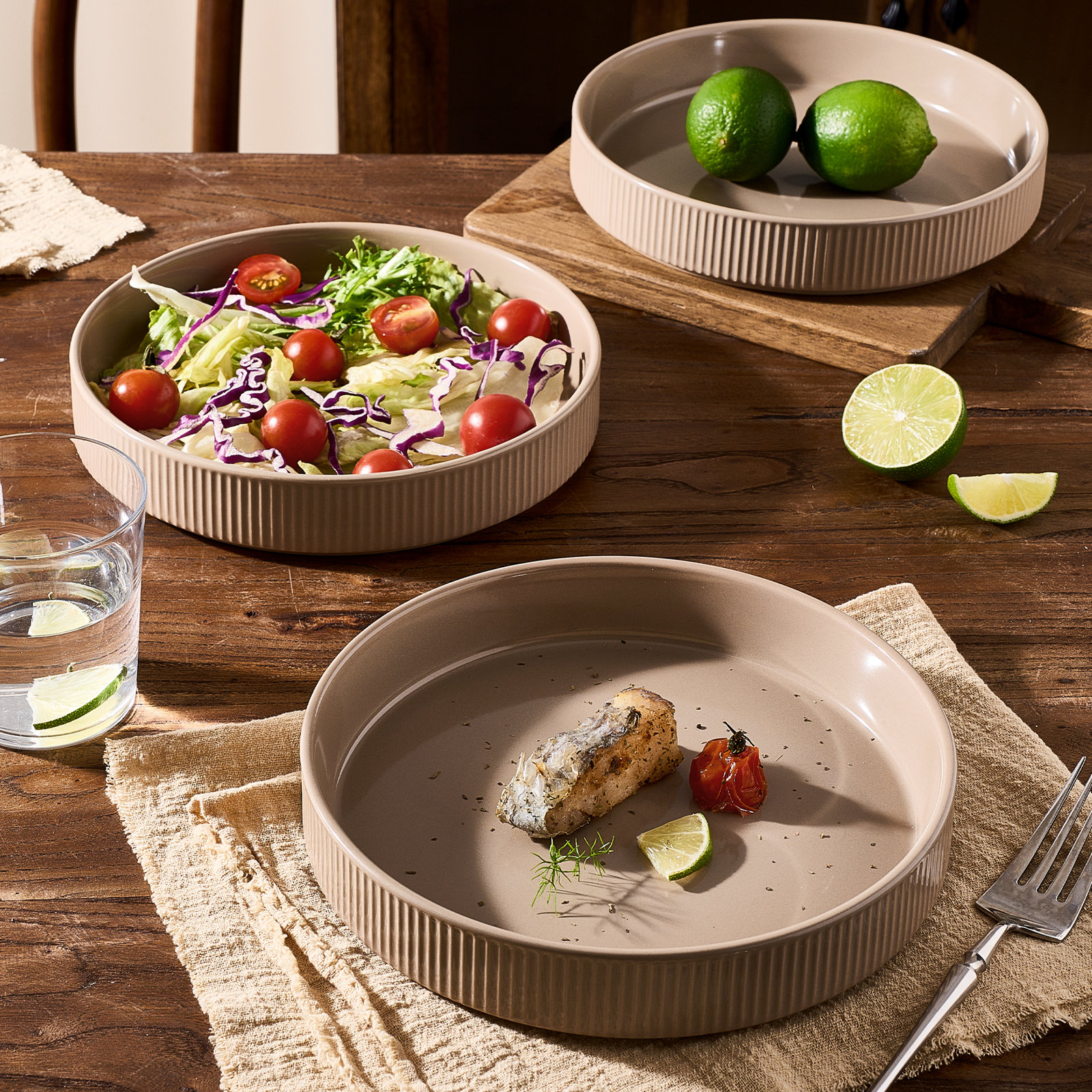 Stoneware Pasta Bowl, Cinnamon Brown