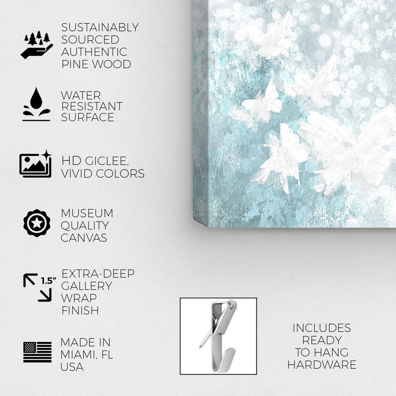 Butterfly Lady Blue - Impression sur toile, H 12 po x l 12 po, Toile tendue