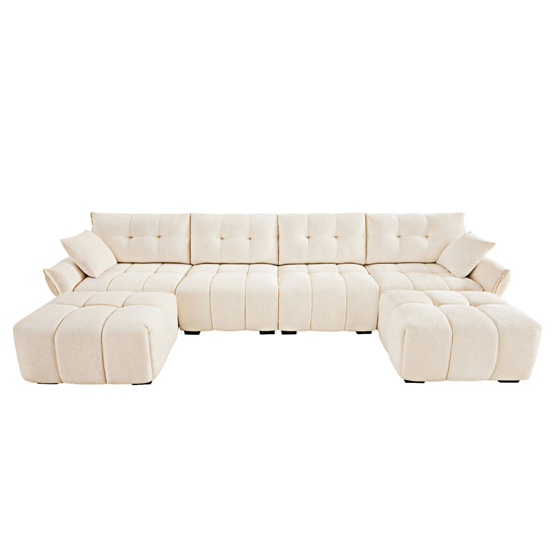 Canapé modulaire avec repose-pieds Upholstery, Blanc