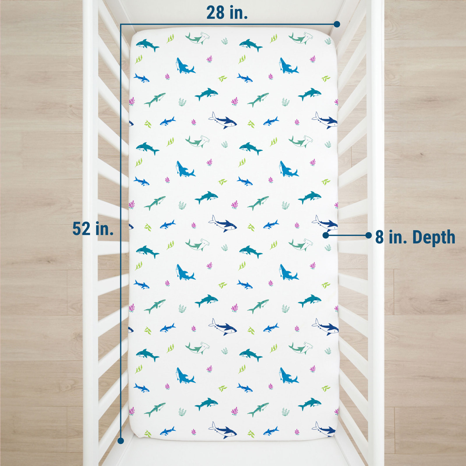 Shark Attack 100% Cotton Fitted Crib Sheet