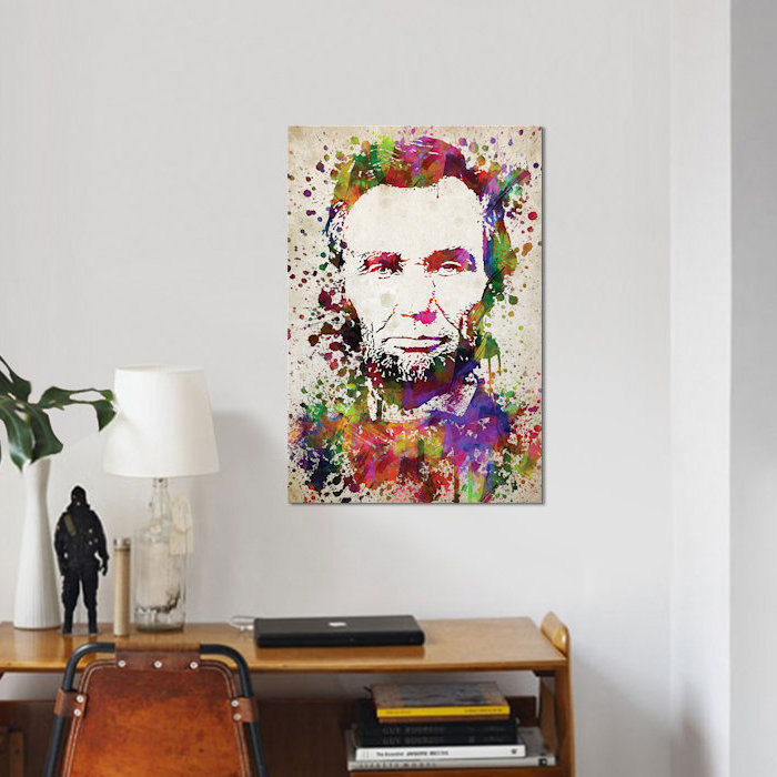« abraham lincoln », impression sur toile, H 12 po x l 8 po x P 0,75 po, Toile tendue, Pas de tapis