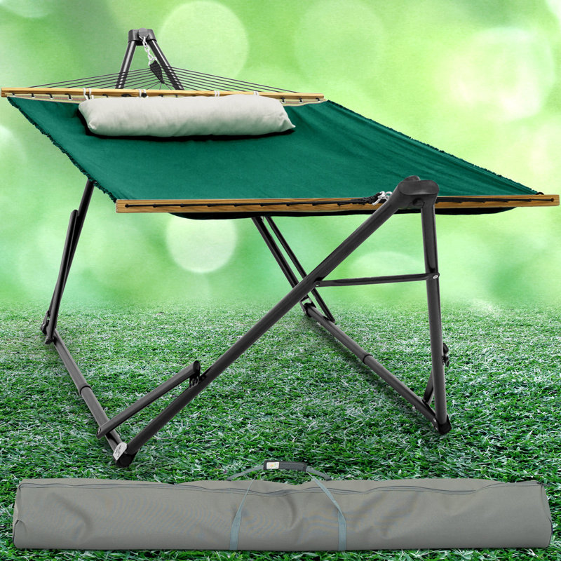  Support de hamac réglable Unity; Qualité supérieure, capacité de 800 lb, installation facile en 30 secondes, cadre en acier durable, pré-assemblé et portable pour une utilisation intérieure et extérieure, vert émeraude