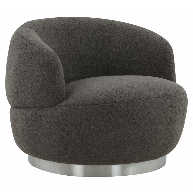 Fauteuil demi-tonneau pivotant en polyester 33,3 cm de large Teter, Polyester 100 % gris foncé, Argent