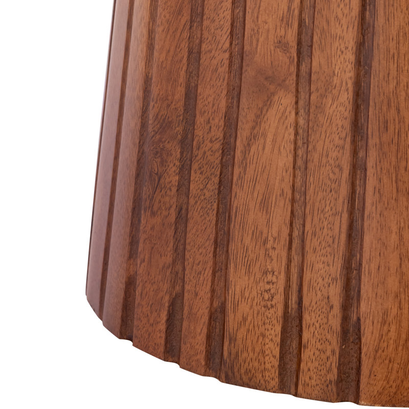  Table d'appoint en bois sculpté - Bois massif, finition naturelle et noire, Bois naturel