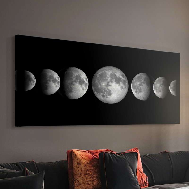Phases lunaires - Toile tendue avec châssis - Prêt à accrocher, H 20 po x l 50 po