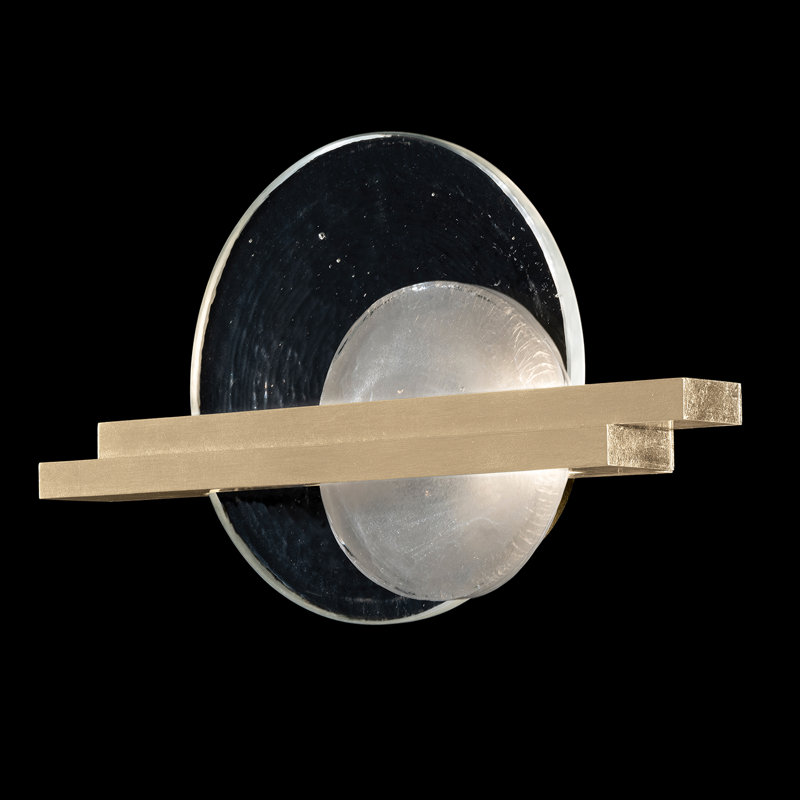 Selene Wrought Iron LED Flush Mounted Sconce, 12.75" H x 21" W x 3.75" D, Soft Gold