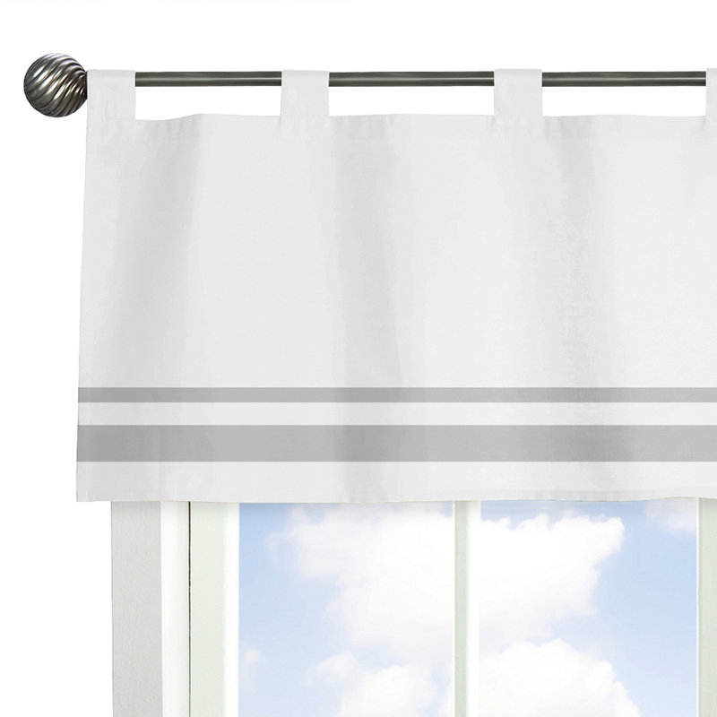 White and Gray Cotton Tab Top Window Valance