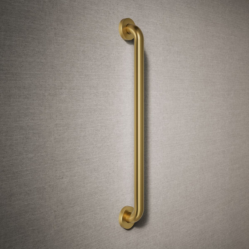 Contemporary Grab Bar, 12"W, Vibrant Brushed Moderne Brass