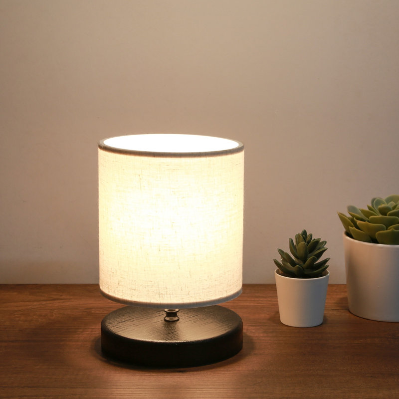Scandinavian Style Table Lamp, Cream Color, 8.5 x 5.9 inches | 100% Metal with Wooden Base, 22 inches Tall | E14 Socket, Max 40W | Modern Novelty Design for Home & Office, Elegant Lighting Solution