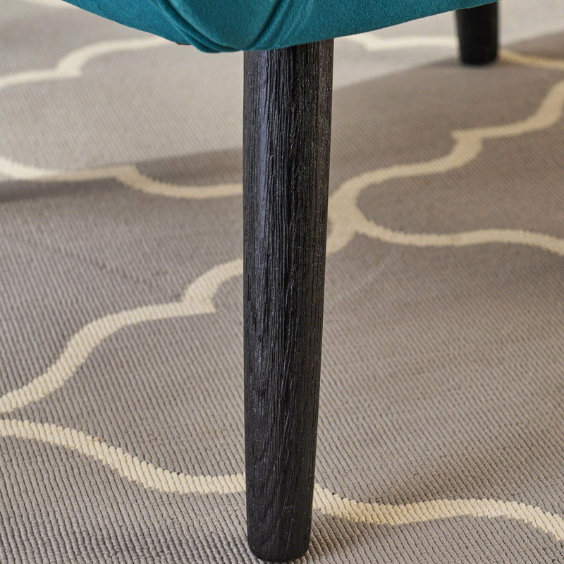 Fauteuil Mid-Century en velours bleu sarcelle avec dossier à boutons et siège à oreilles - Confort et glamour, Sarcelle