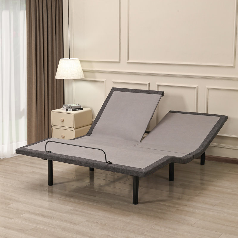 Base de lit ajustable très grand divisé, massage inclus, ports USB et de type C, veilleuse sous le lit, télécommande sans fil, zéro gravité, gris urbain E3100