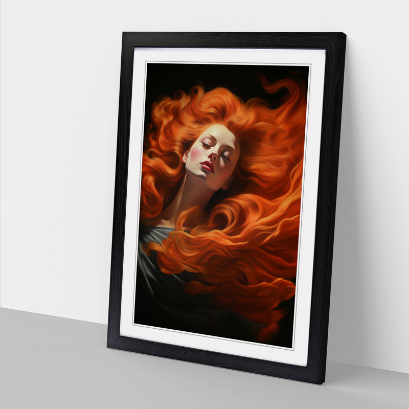 Red Headed Woman Classicism - Framed Print, Black, 34cm H x 25cm W x 2cm D