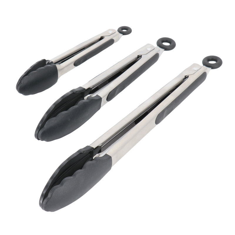 Ensemble de 3 pinces de cuisine en acier inoxydable noir Oster Baldwyn