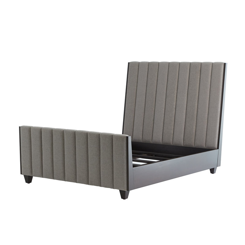 Channel Upholstered Bed, Dark Gray, King