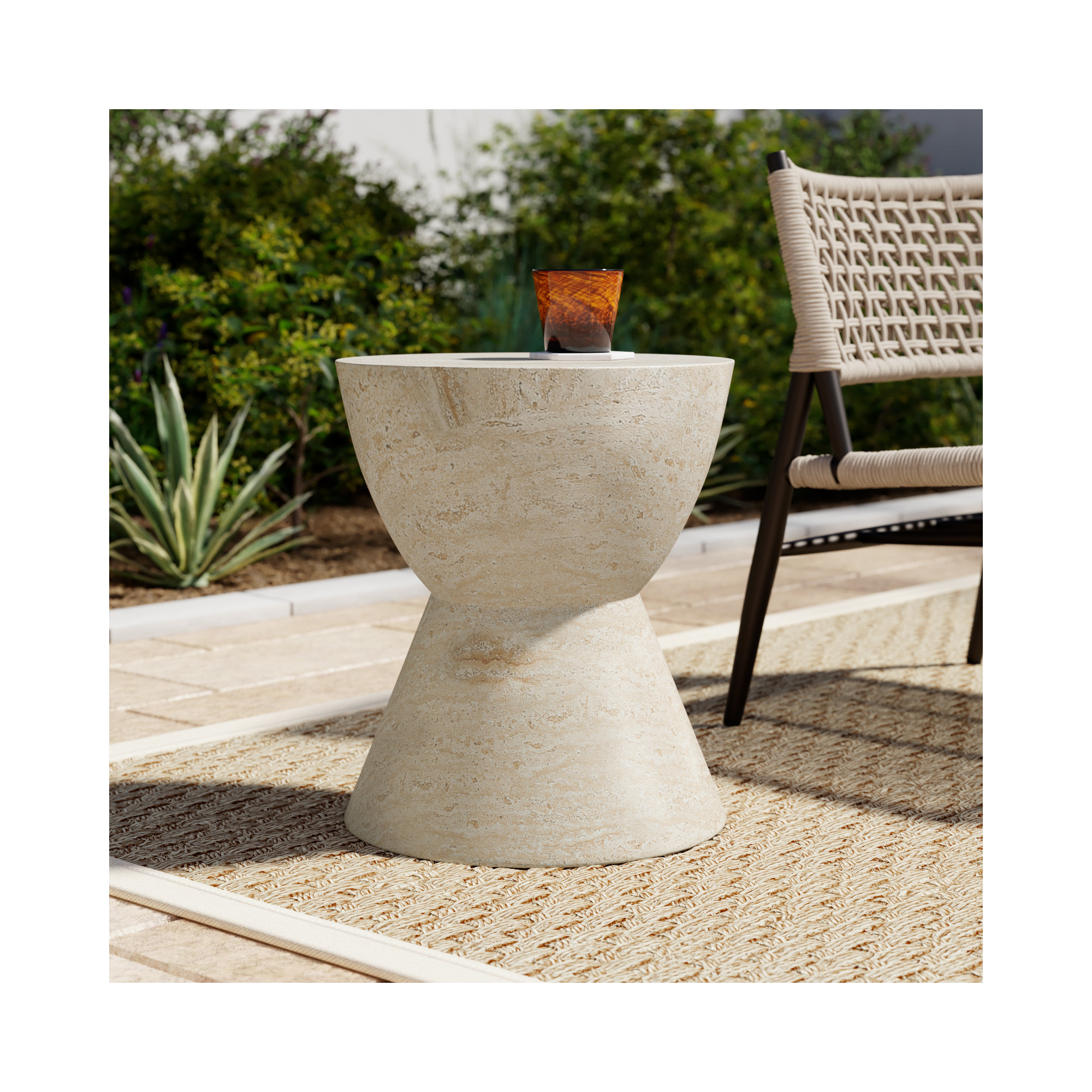 Northrup Concrete Side Table, Travertine