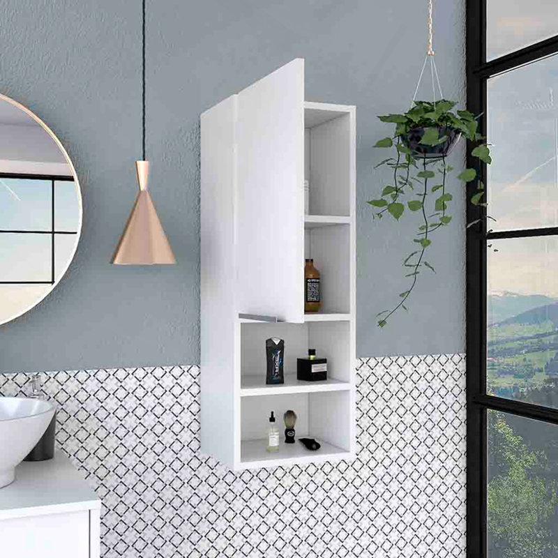Armoire à pharmacie simple H 32 po, deux tablettes intérieures, deux tablettes extérieures, blanc