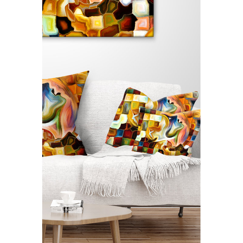 Vibrant Abstract Multicolor Polyester Throw Pillow 12x20