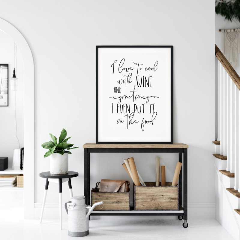 I Love To Cook With Wine, Kitchen Printable Wall Art, Kitchen Home Decor Print - No Frame Print, 29.7cm H x 21cm W x 5cm D