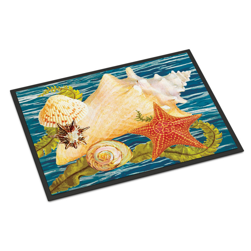 Tapis d'entrée antidérapant Insta, Conque étoile de mer et coq II, 18" W x 27" L