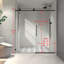 Porte de douche fixe et décalée sans cadre noir mat, grandes poulies en acier inoxydable 304 de 70 mm avec fonction de fermeture en douceur réglable-125502001
