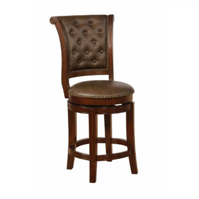 Upholstered Counter Stool with Solid Wood Frame