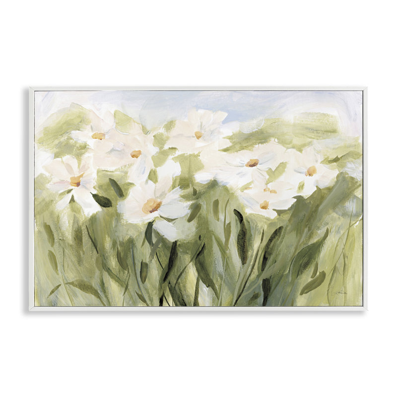 «Daisy Meadow View Art» par Katrina Pete bf-991, H 12 po x l 18 po, Estampe numérique encadrée blanc bord de mer