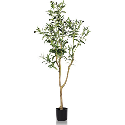 Faux Fiddle Leaf Fig Tree in Cement Pot