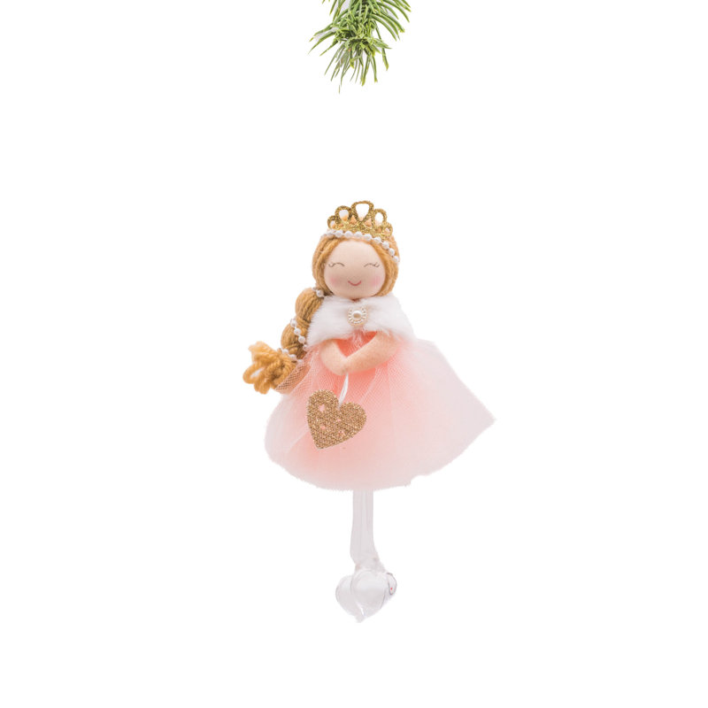 Princesse rose en tissu rose avec pampilles