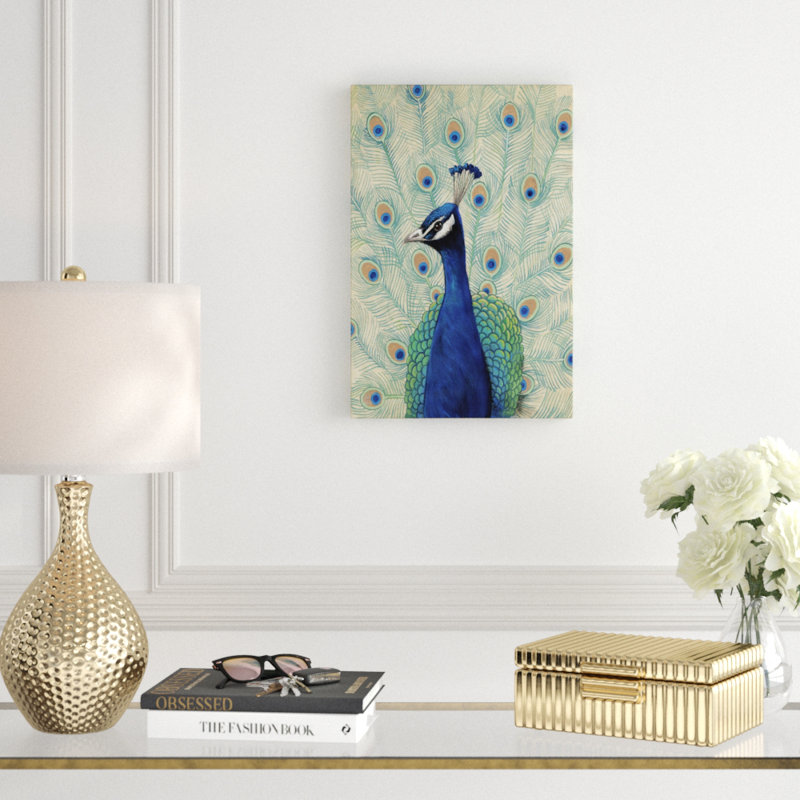 Blue Peacock II by Timothy O' Toole - Painting on Canvas, 46cm H x 30cm W, Wrapped Canvas