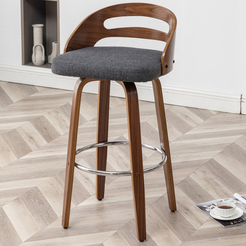 Tabourets de bar rotatifs modernes rembourrés (ensemble de 3), Gris, Tabouret (assise à une hauteur de 30,31 po)