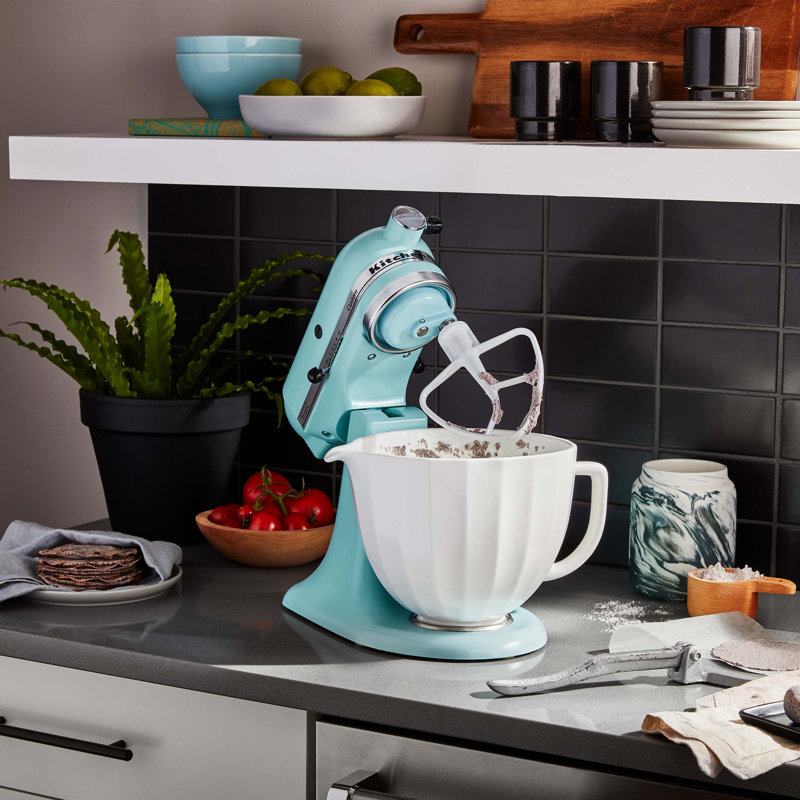 KitchenAid® 5 Quart Black Shell Ceramic Bowl, White