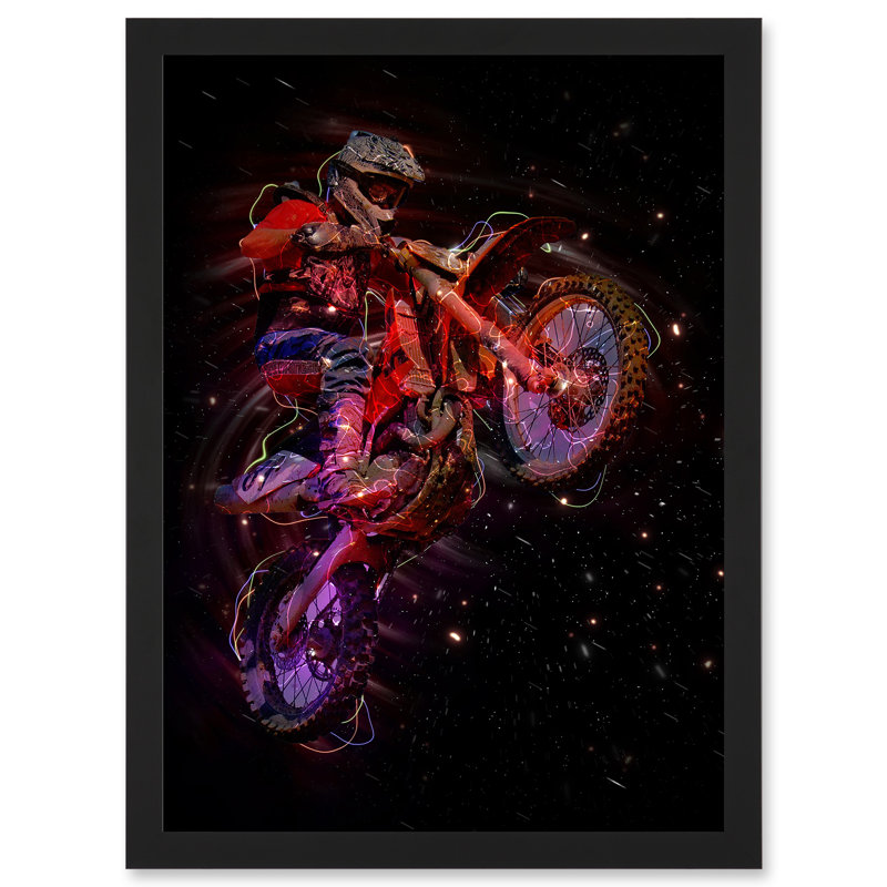 Electric Light Motocross Dirt Bike Artwork Framed  Wall Art Print, 45.5cm H x 33cm W x 2cm D