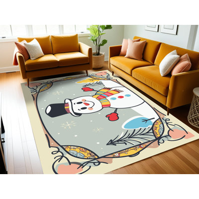 The Holiday Aisle® Washable Christmas Winter Holiday Rug