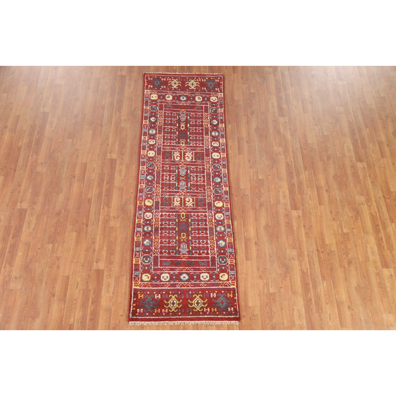 Tapis de couloir indien rouge 3x8