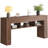 Slim Console Table with Open Storage Shelves in Light Brown & Dark Brown-1314923925
