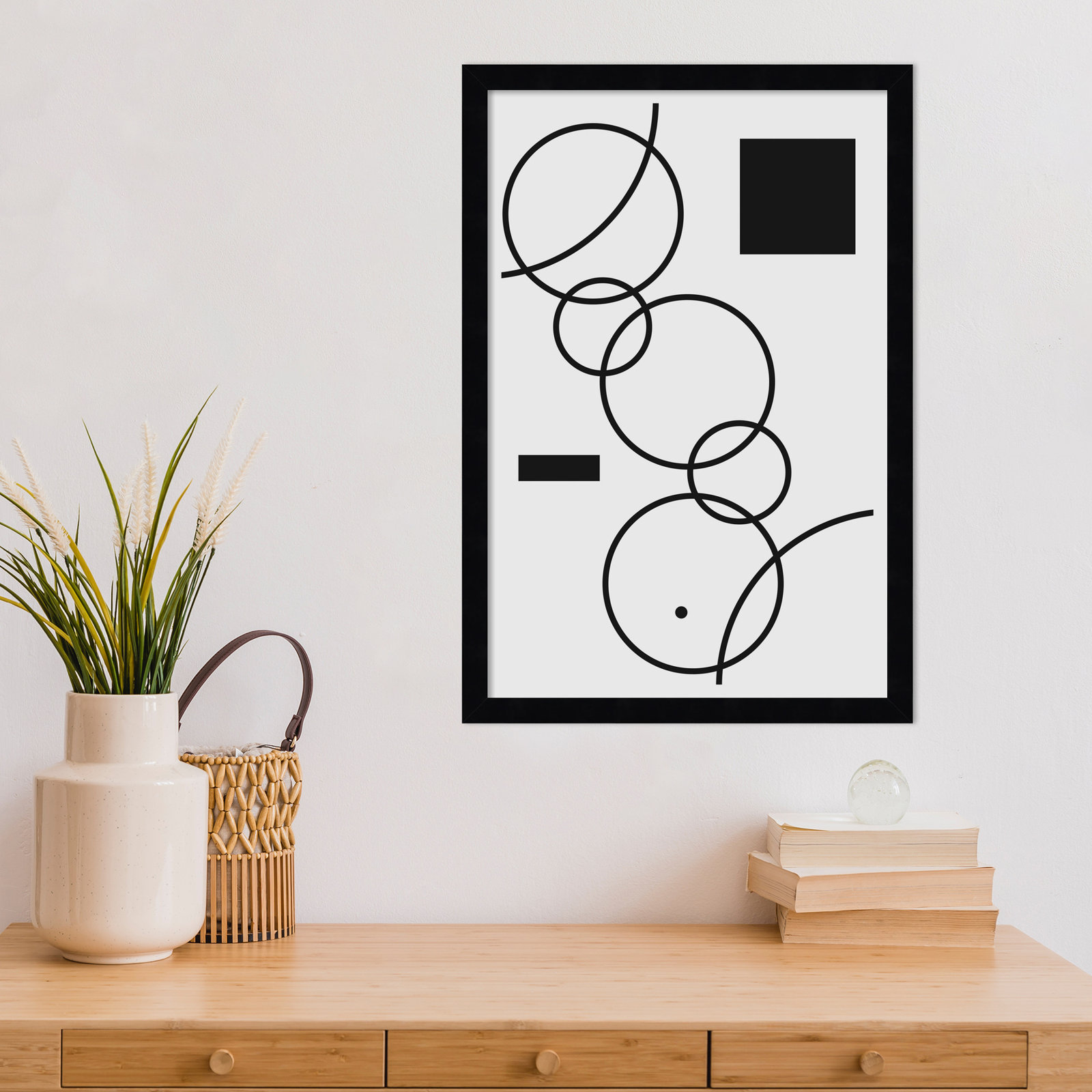 Minimal Shapes No 1 by Jay Stanley, 21" H x 15" W x 1" D, Black