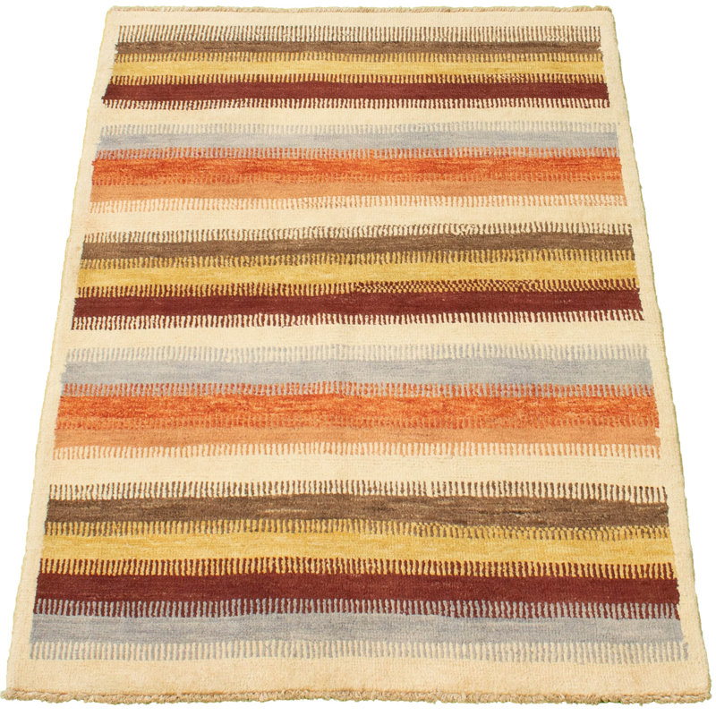 Tapis en laine doré/brun 4 pi 1 po x 6 po main one-of-kind-noué la 2010 Ziegler