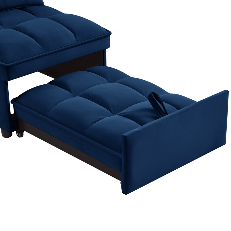 Chaise longue capitonnée sans accoudoirs Accent, Velours marine