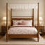 Emiyah Solid Wood Canopy Bed Frame Four Poster Bed, No Springs Required, Walnut Colour-508457315