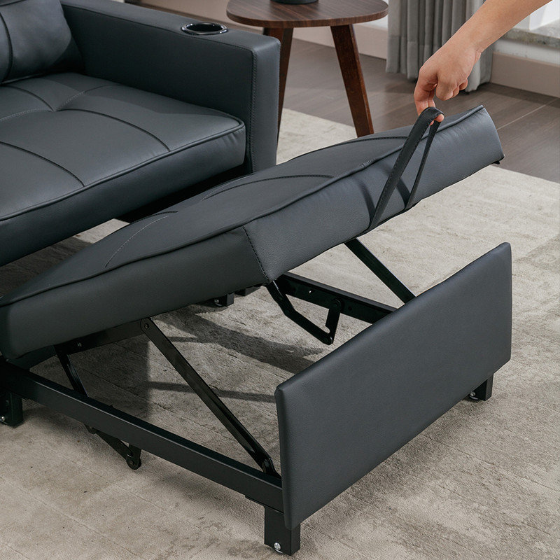 Fauteuil convertible 68 po Gerasimos, Similicuir noir