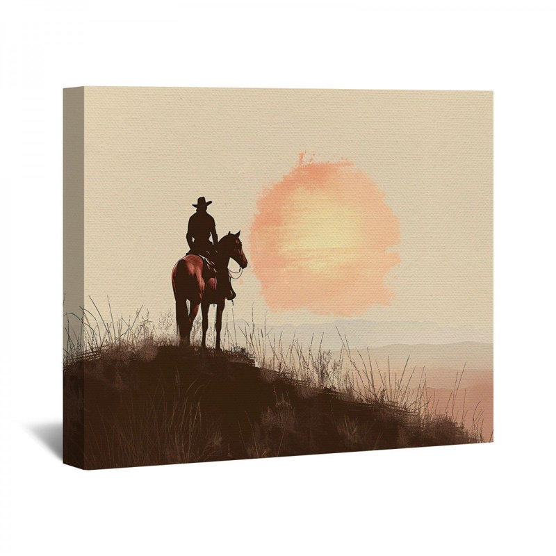 «Cowboy» sur toile, H 11 po x l 14 po x P 3 po