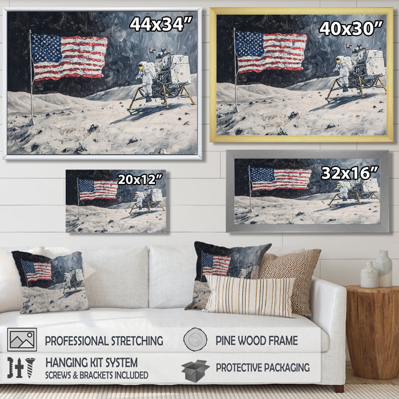 Laerte abstraite Apollo 13 Mission Moon Conquest II - lune, art mural, H 30 po x l 40 po, Brun, Impression encadrée flottante