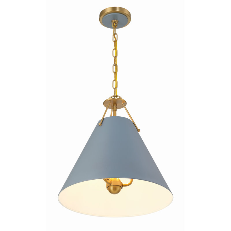 Luminaire suspendu conique en métal à 3 lumières Kinston , Bleu, Or
