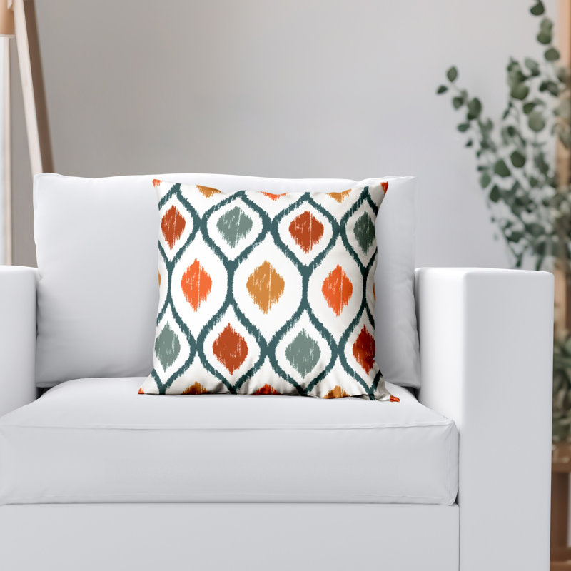 Coussin décoratif à motif de losanges avec polyester de qualité supérieure, Style bohème, 16 po x 16 po