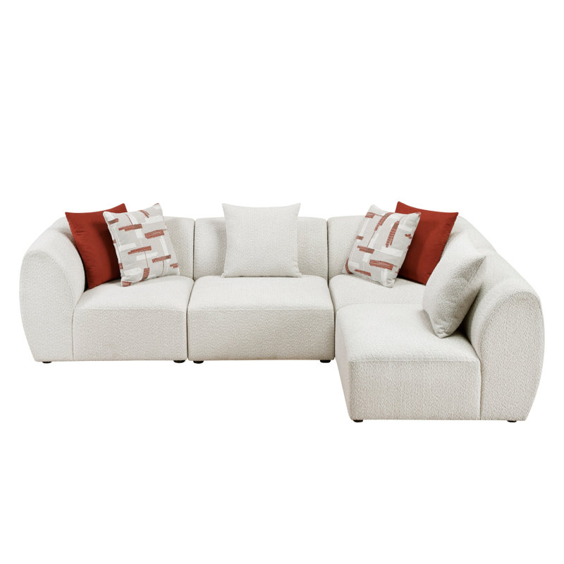 Canapé modulaire en chenille beige 4 pièces Franz