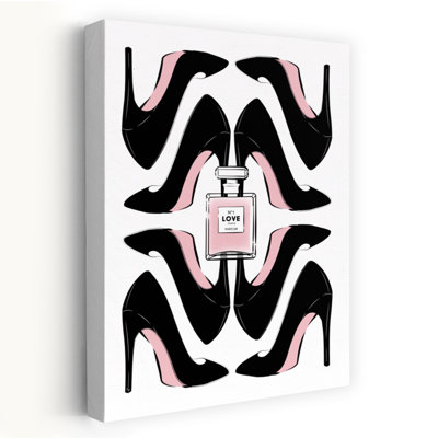 Chic Heels And Perfume Abstract Minimalist Wall Art Print