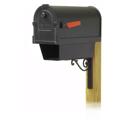 Savannah Aluminum Post Mounted Post box with Magnetic Closure and with Newspaper Compartment